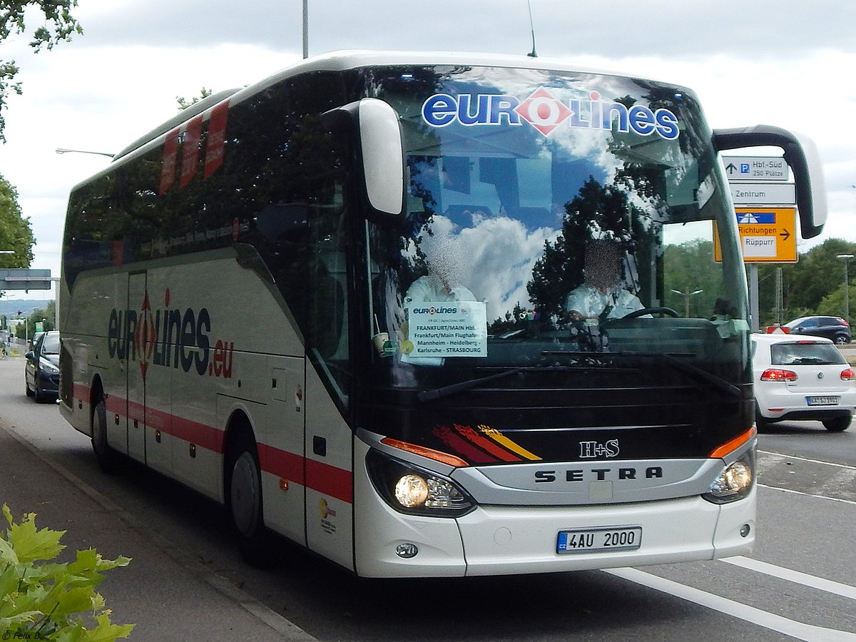 Setra 515 HD von Eurolines/H+S Bussi aus Tschechien in Karlsruhe.