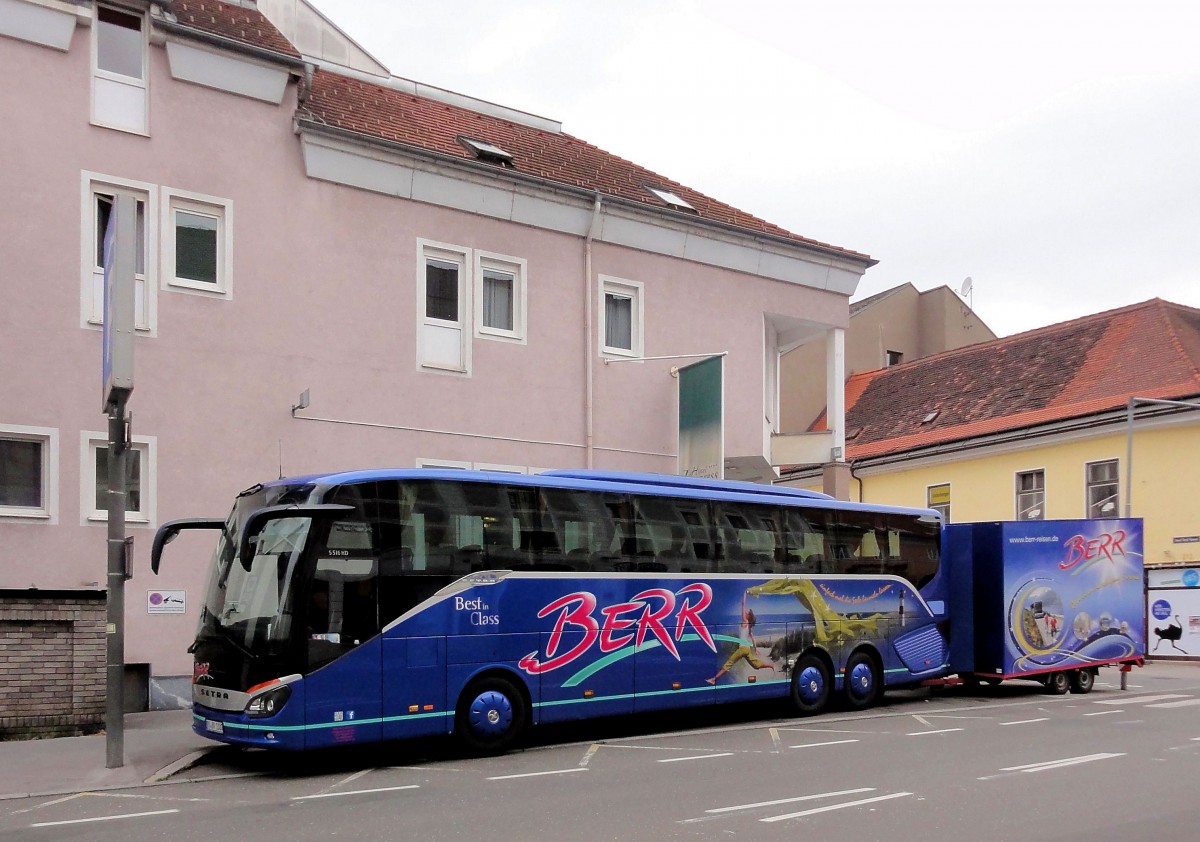 SETRA 516 HD mit herrlich gestyltem Radanh�nger von BERR Reisen aus Deutschland im August 2013 in der Steiermark/�sterreich gesehen.