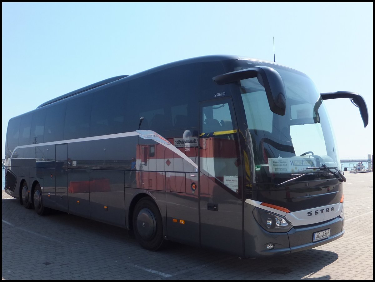 Setra 516 HD von Sollner aus Deutschland im Stadthafen Sassnitz.