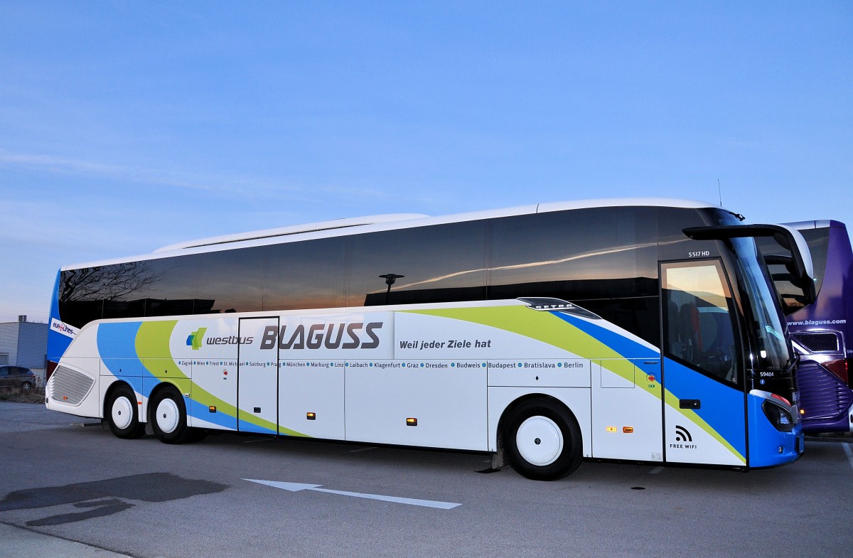 SETRA 517 HD von BLAGUSS Reisen aus Wien, Westbus ,Krems,11.3.2014.Liebe Gr��e an den Fahrer und Dank f�r Fotogenehmigung.