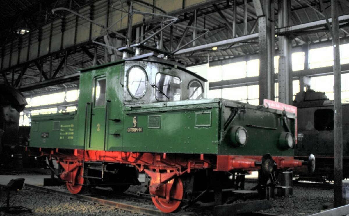 Siemens Werklok 2 bei der Jubiläumsausstellung 150 Jahre Deutsche Eisenbahn in Nürnberg am 18.08.1985.
