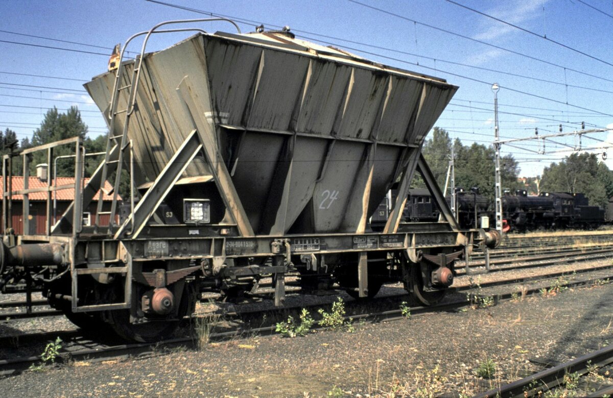 SJ historischer Erzwagentyp im TGOJ Eisenbahnmuseum in Grängesberg am 02.08.1994.