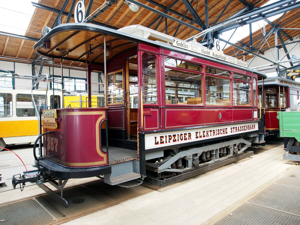 Straßenbahn / Stadtbilder; Leipzig;  Tram Museum, T 2 Nr.257 von Hersteller Weimar Baujahr 1911 am 21.07.2019.