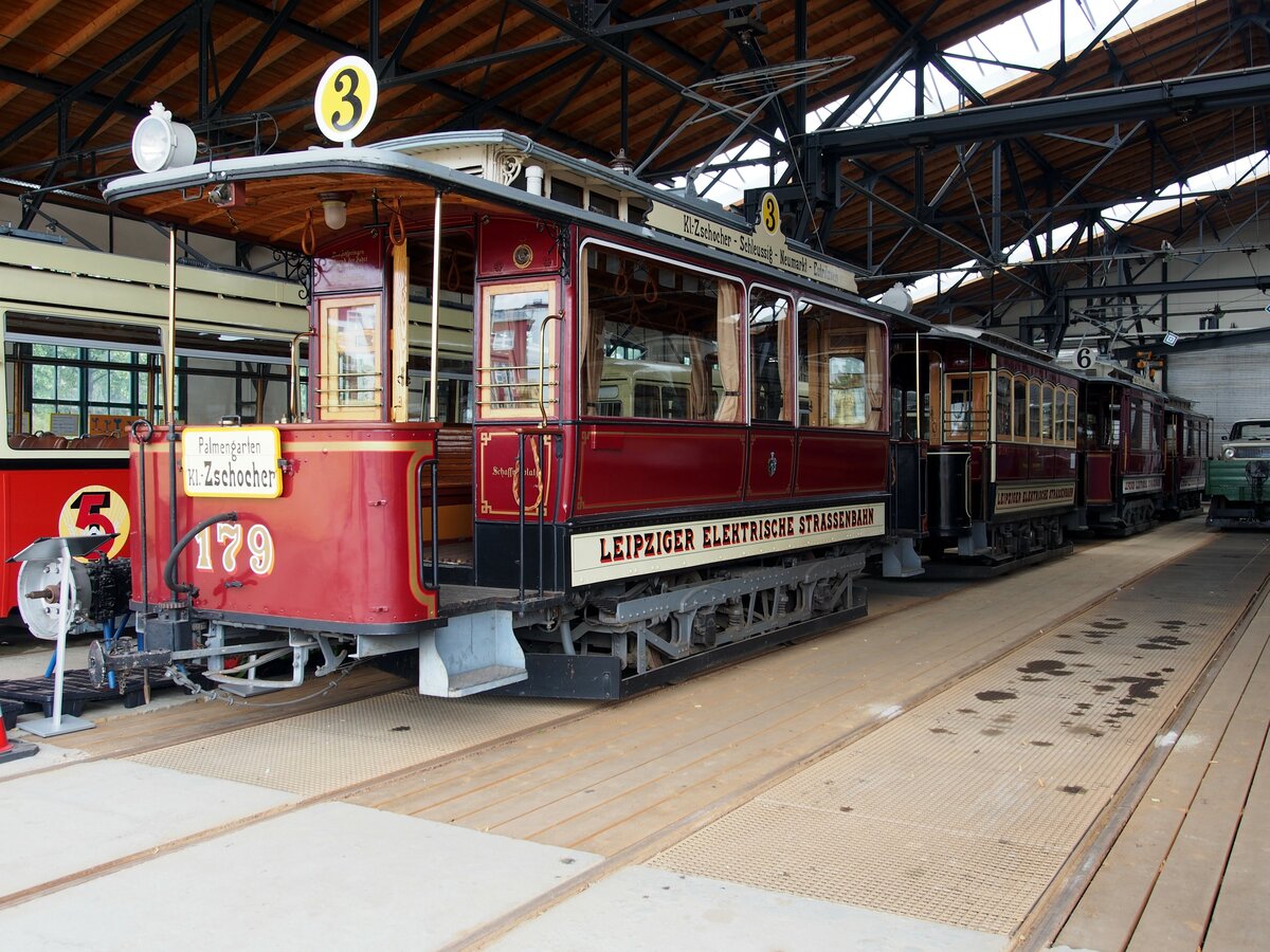 Straßenbahn / Stadtverkehr; Leipzig;   T 2 Nr.179 von HerbrandBaujahr 1900 im Tram-Museum Leipzig am 21.07.2019.