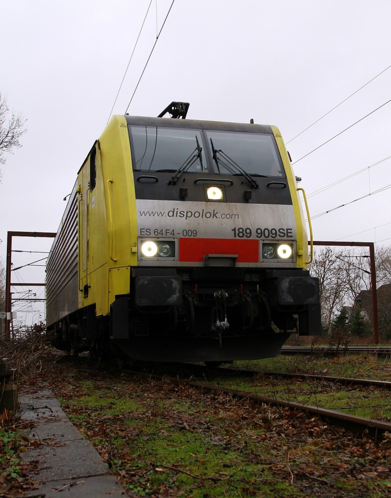 TXL/DISPO 189 909-5/ES64F4-009 konnte Dank eines freundlichen Tf im Gbf Padborg abgelichtet werden. 08.12.2013