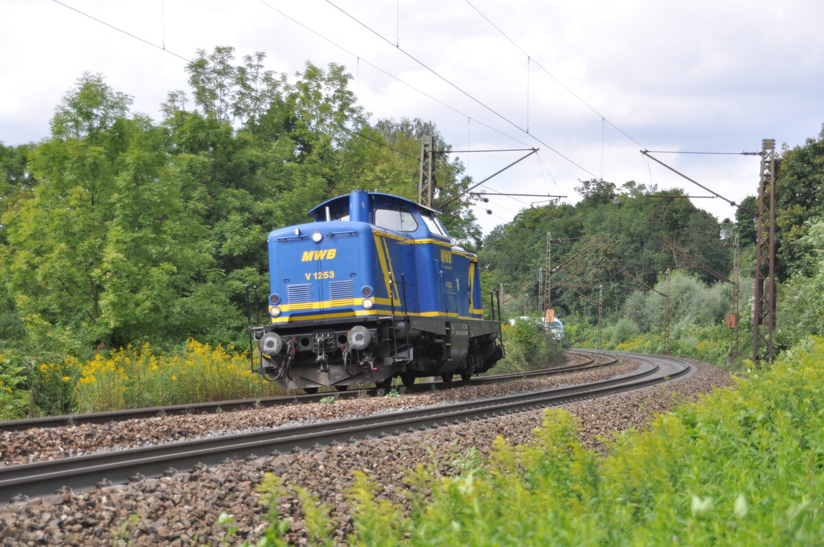 V 1253 der MWB Mittelweserbahn 92 80 1212 285-1 D-MWB  ex V 100 2285,kurz vor Ulm am 01.09.2010.
