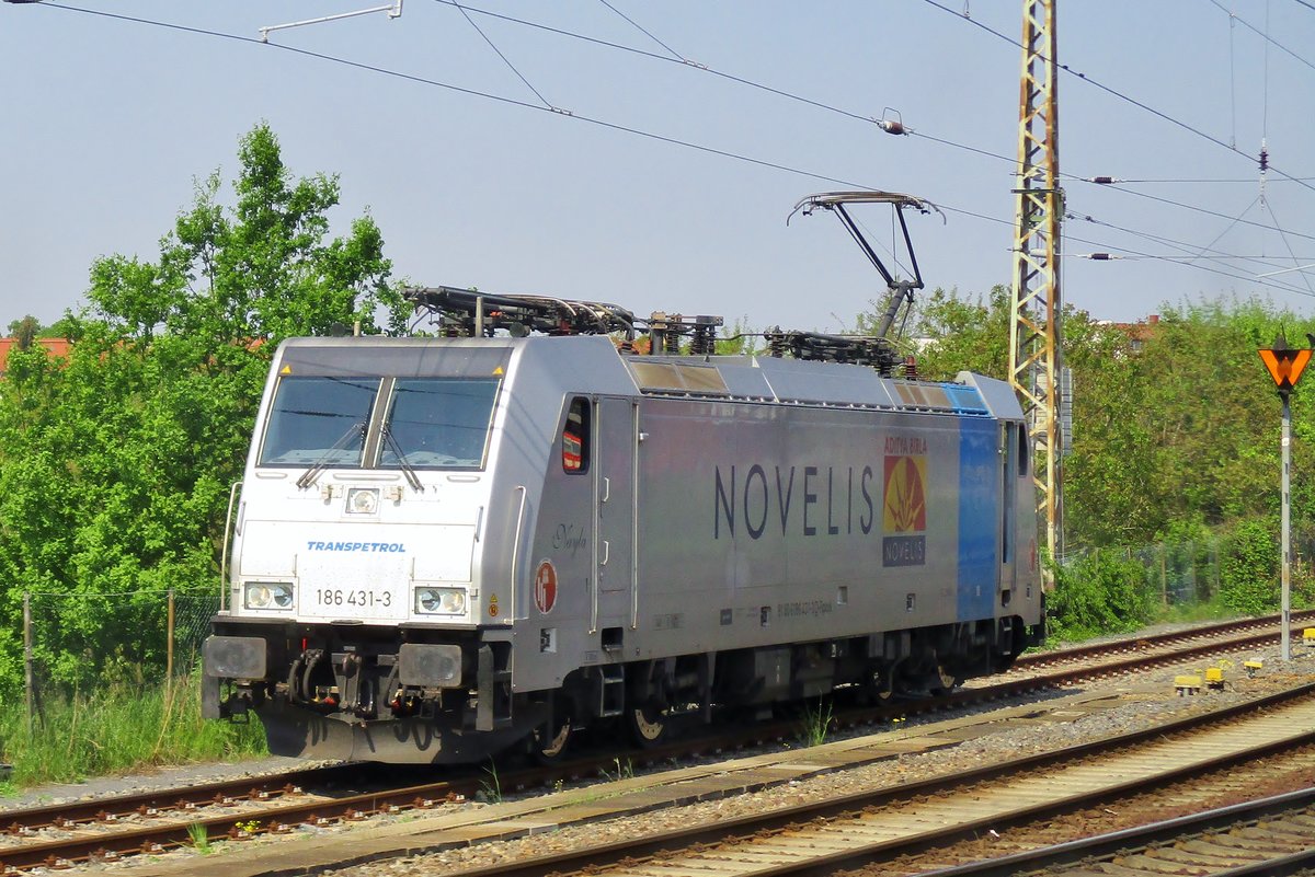 Vom Zug aus fotografiert wurde 186 431 in Frankfurt-am-Oder am 3 Mai 2018. 