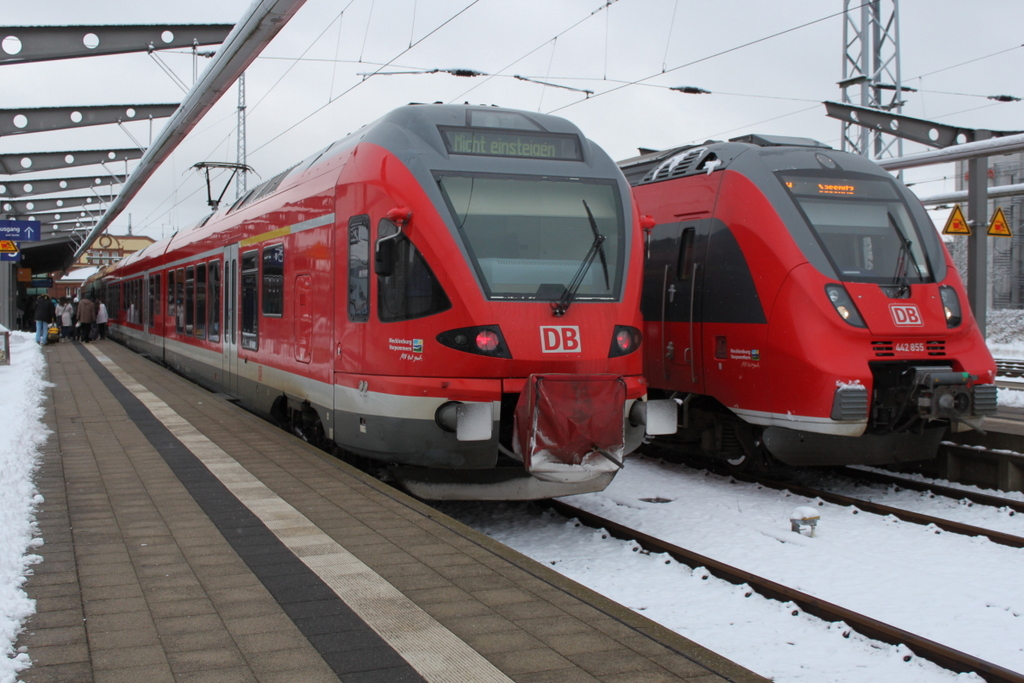 w�hrend 429 526-7 im Rostocker Hbf Feierabend hatte ging es f�r 442 855 als RE 9 nach Sassnitz.17.01.2016