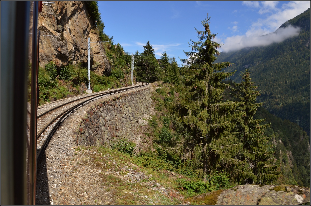 Wildes Gelände rund um die Martigny-Châtelard-Bahn. August 2014.