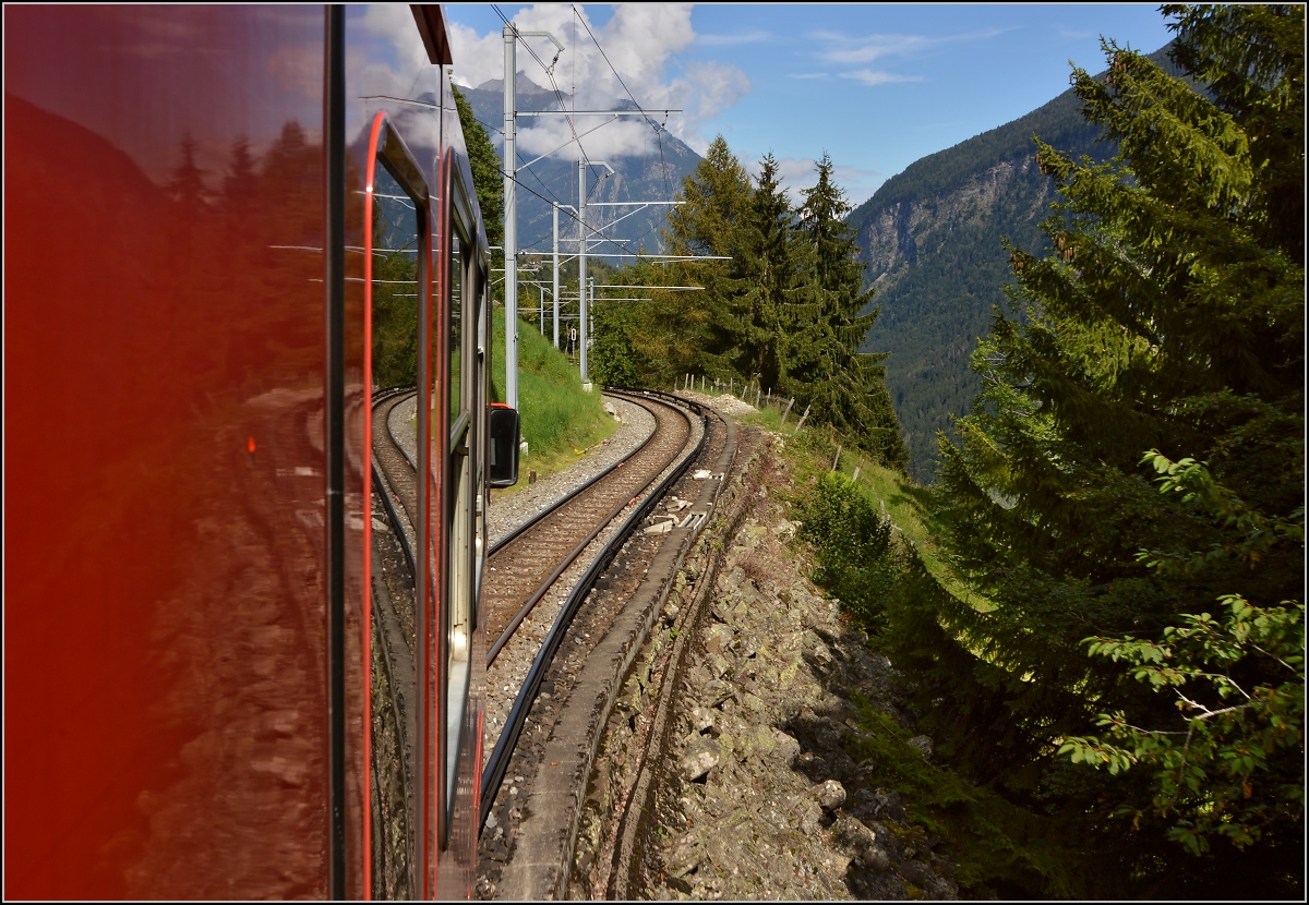 Wildes Gelände rund um die Martigny-Châtelard-Bahn. August 2014.