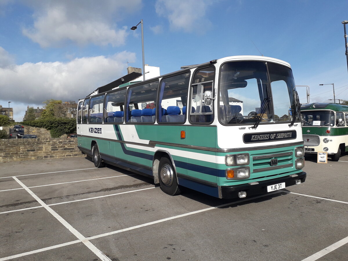 YJE 3T is a 1979 Bedford YMT carrying Plaxton Supreme C53F bodywork, new to Kenzie, Shepreth, Cambridgeshire, UK, and preserved in their livery.

It is seen here in Skipton, North Yorkshire, UK, whilst attending the Aire Valley Transport Group Running Day on 10th October 2021.