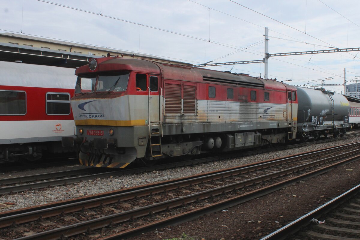 ZSCS 751 055 treft mit ein Kesselwagen am 17 September 2024 in Bratislava hl.st. ein.