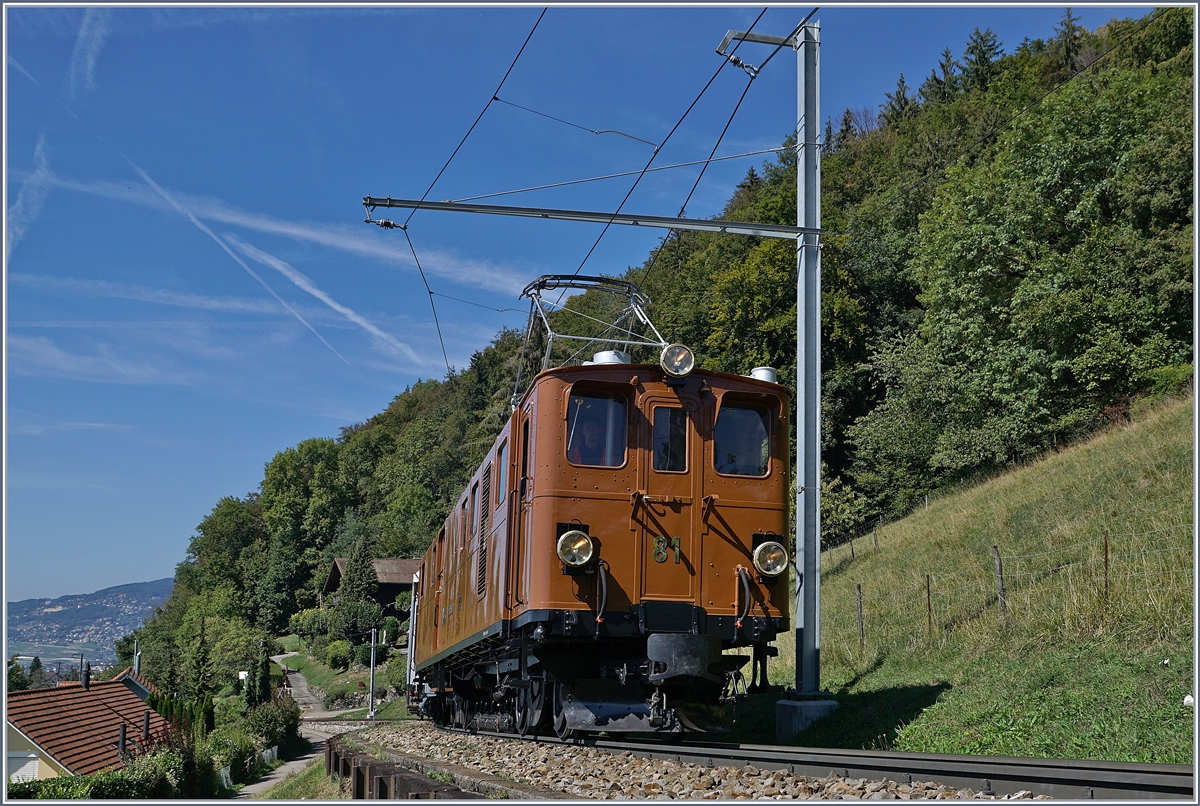 Zwei Ge 4/4 81 Bilder die auf ihre Art zusammengehören: Nachdem ich die Ge 4/45 81 mit ihrem Riviera Belle Epoque Zug von Montreux nach Chaulin kurz nach Chernex wie hier zu sehen fotografiert hatte, wollte ich langsam nach Chaulin zurück laufen...

8. Sept. 2018