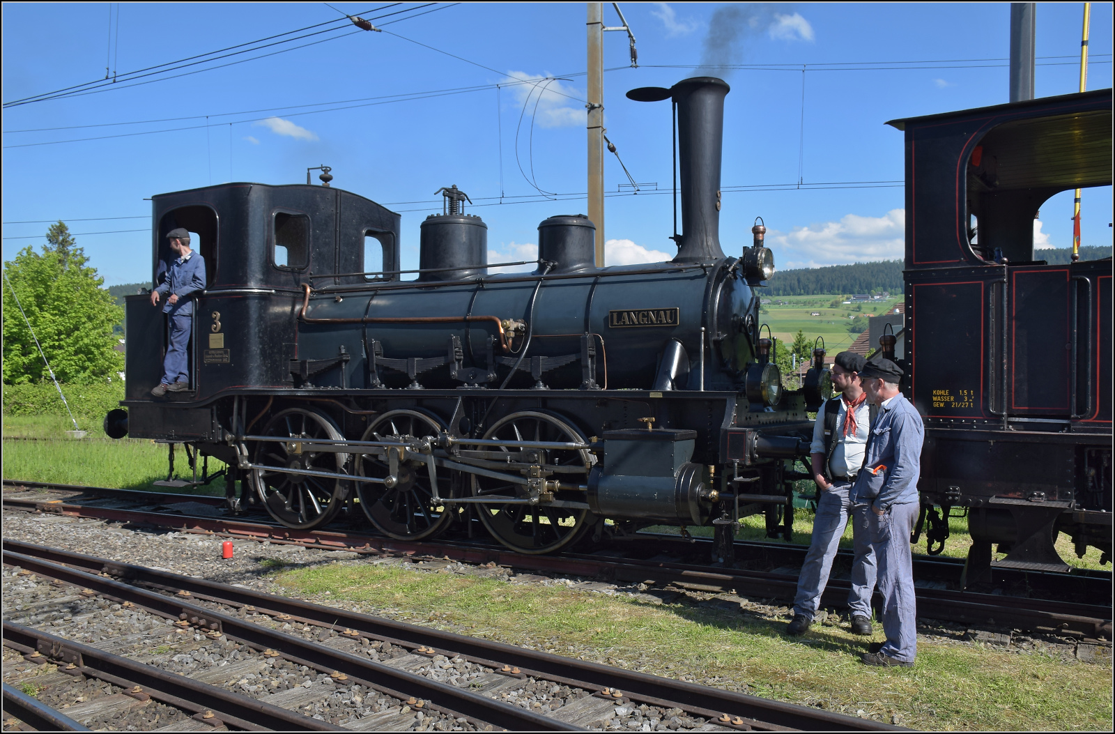 150 Jahre Emmentalbahn.

Die heute älteste Dampflok der Emmentalbahn, Ed 3/3 3 'Langnau'. Konolfingen, Mai 2025. 