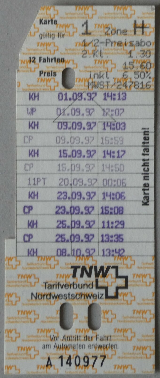 (253'771) - BVB-Mehrfahrtenkarte am 13. August 2023 in Thun