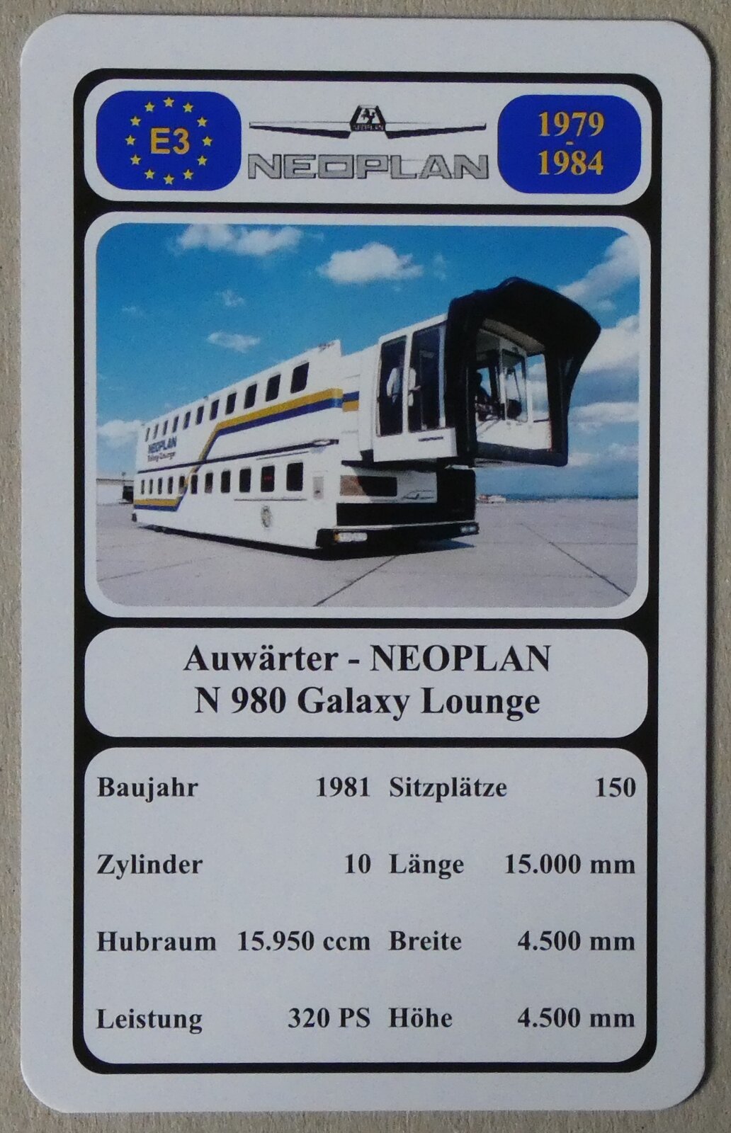 (279'787) - Quartett-Spielkarte mit Auwrter - NEOPLAN N 980 Galaxy Lounge von 1981 am 31. August 2025 in Thun
