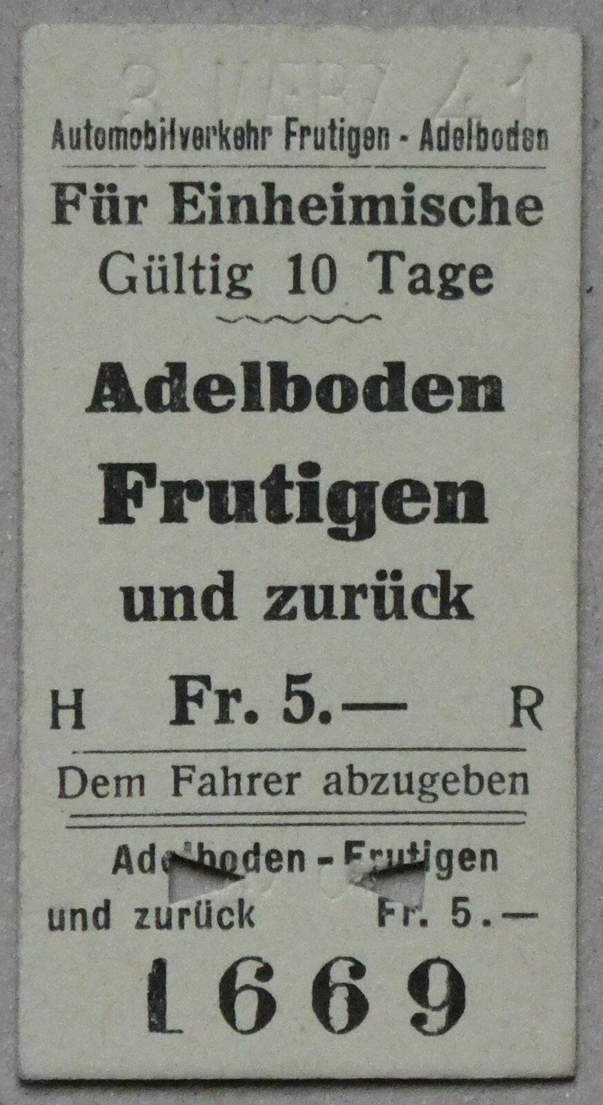 (282'895) - AFA-Einzelbillet vom 3. M�rz 1941 am 7. Dezember 2025 in Thun