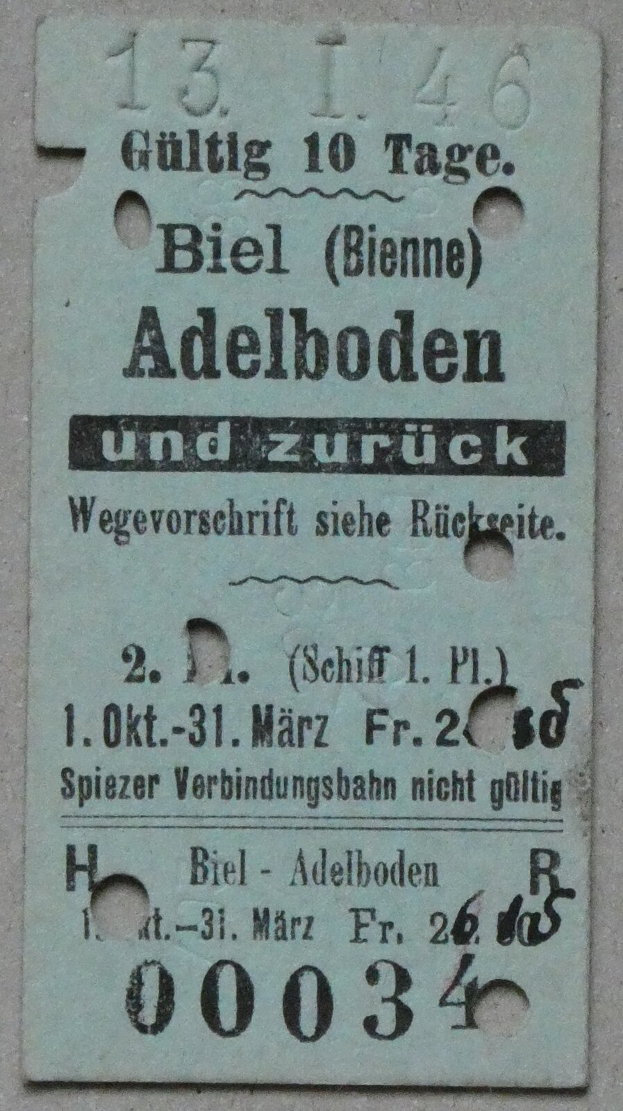 (283'373) - AFA-Einzelbillet vom 13. Januar 1946 am 21. Dezember 2025 in Thun (Vorderseite)