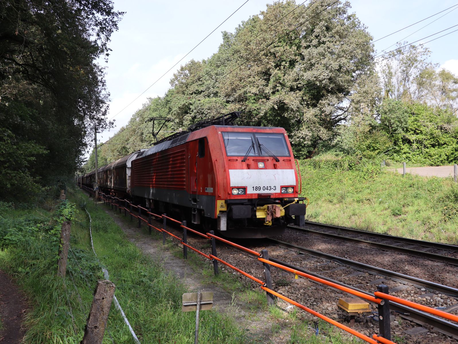 DB Cargo Lokomotive 189 043-3 Bahn�bergang Auxiliatrixweg, Venlo, Niederlande 28-09-2023.

DB Cargo locomotief 189 043-3 overweg Auxiliatrixweg, Venlo 28-09-2023.