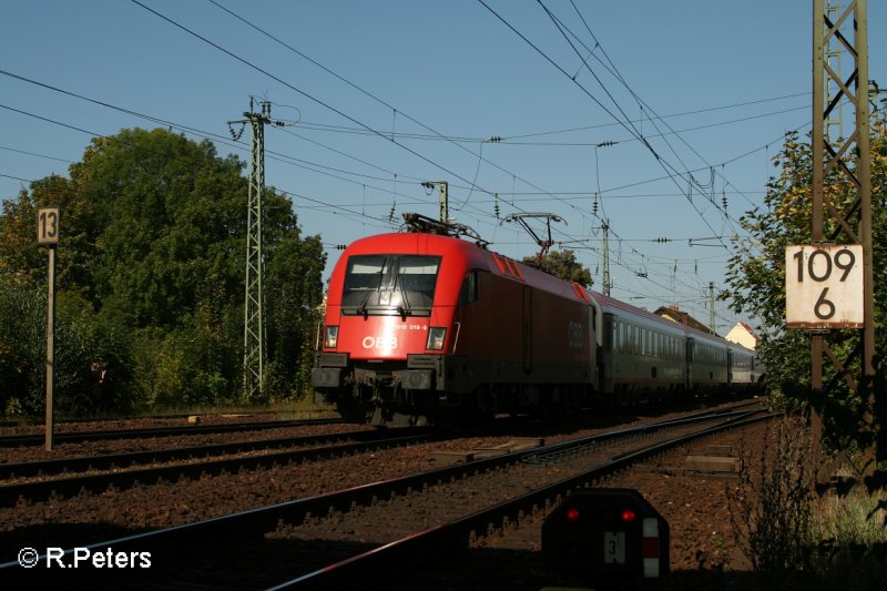 1116 019-9 durchf�hrt Obertraubling mit den EC 25 Dortmund – Budapest. 13.09.07

