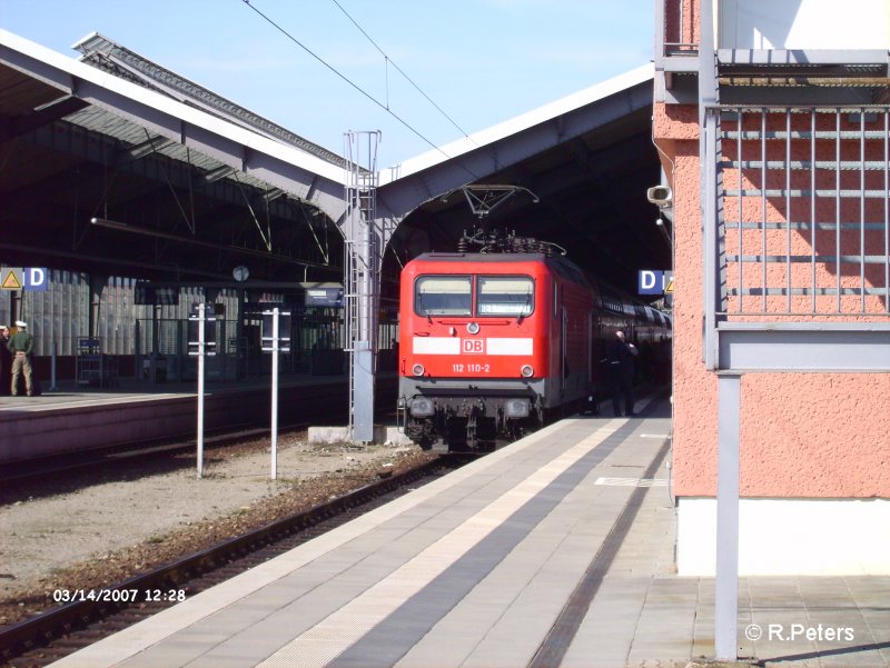 112 110-2 Hat Frankfurt/Oder mit den RE1 erreicht f�hrt in 10 min wieder zur�ck nach Brandenburg HBF. 14.03.07