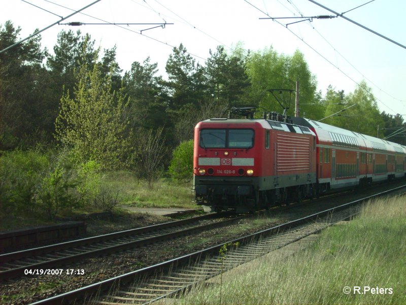 114 026-8 erreicht gleich ihr Ziel mit RE1 Eisenh�ttenstadt.19.04.07