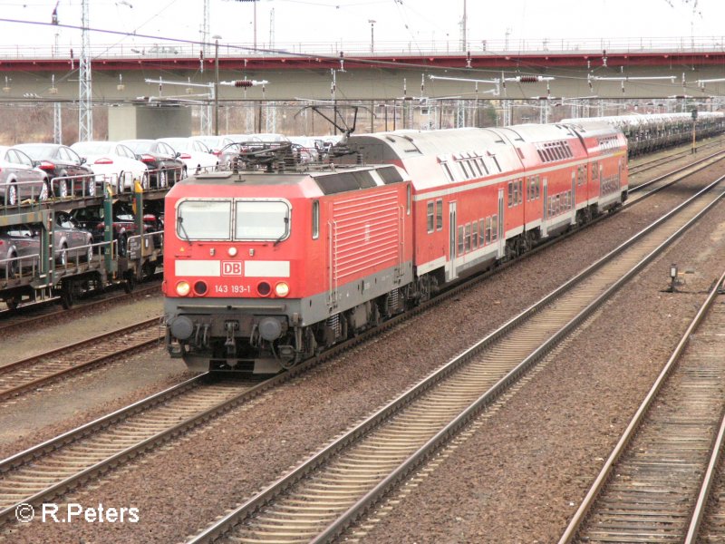 143 193-1 is auf dem R�ckweg mir RB11 Cottbus in Eisenh�ttenstadt. 06.02.08