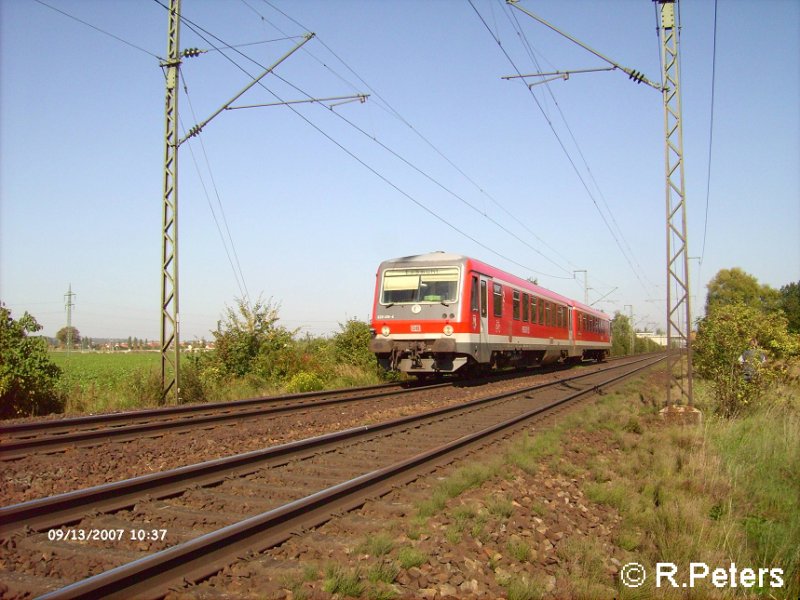 628 419-4 mit RB Eggm�hl kurz vor Obertraubling. 13.09.07