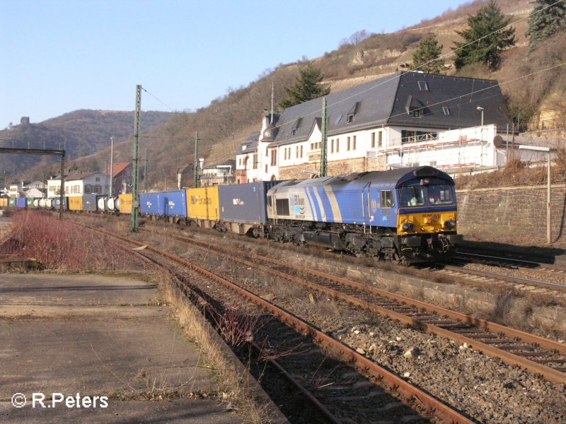 6610 durchf�hrt Lorch am Rhein mit ein Containerzug. 12.02.08