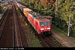 Railion 189 006-0 mit einem Containerzug von der Br�cke fotografiert (Class 189-VB, gesichtet Priort 11.09.2008).