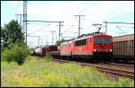 DB Schenker 155 132-4 und 145 015-4 (9180 6 145 015-4 D-DB) kalt dahinter mit einem gemischtem G�terzug (Potsdam Golm 17.06.2009)