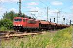 DB 155 119-1 mit Sch�ttgut (ex 155 136-5, gesichtet Potsdam Golm, 17.06.2009 - Update: z-gestellt am 08.02.2010 - konserviert abgestellt in Stendal; 03/2013 �berstellt nach Dessau zwecks neuer HU,