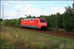 DB Fernverkehr 101 134-5  Unsere Z�ge schonen die Umwelt  solo unterwegs (Berlin Wuhlheide, 21.07.2009)