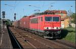 DB 155 046-6 und einem gemischtem G�terzug Richtung Seddin (gesehen Michendorf 03.06.2010 - Update 09/2011: Verkauf an MEG)