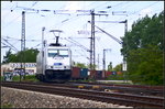 Metrans 386 006-1 mit einem Containerzug am 21.05.2016 an der Kreuzung Elbbr�cke (NVR-Nummer 91 54 7386 006-1 CZ-MT)