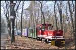 BPE 199 105-8 vom Typ Schma (Gattung Bdh) mit einem Sonderzug kurz vor dem Hp Wuhlheide Parkeisenbahn, 13.02.2016