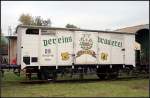 04-07-16 Gklm ist der ehemaliger Feuerlschwagen 2 der DR und wurde 1997 als Biertransportwagen aufgearbeitet (Eisenbahnfest des TEV zum Weimarer Zwiebelmarkt, Weimar 10.10.2009)