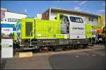 Vossloh G6 Shunting Diesel Locomotive for Captrain.
<br><br>
Der Hersteller Voissloh präsentierte auf der InnoTrans 2014 in Berlin die 100. verkaufte Rangierlok des Typs G6 auf dem Freigelände. Bei der Lok handelt es sich um eine dreiachsige Lok mit der Achsformel C wird seit 2008 gebaut. Seit 2010 sind diverse Loks dieser Baureihe vermietet im Einsatz, die erste verkaufte G 6 ist in Stendal im Einsatz (NVR-Nummer 98 80 0650 100-7 D-VL).
<br><br>
Daten: Spurweite 1435 mm, LüP 10.8 m, Höhe 4.3 m, Breite 3.1 m, Gewicht 67.5 t, Höchstgeschwindigkeit 80 km/h, Leistung 650 kW, Motor Cummins, MTU, CAT.
<br><br>
Webseite Vossloh (deutsch): http://www.vossloh-locomotives.com/de/products_and_services/diesel-hydraulic_locomotives/g6/g6_1.html
