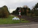 Bahn�bergang Frietenweg, Hamminkeln 03-11-2022.

Overweg Frietenweg, Hamminkeln 03-11-2022.