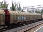 Habbiins Vierachsiger gro�r�umiger Schiebewandwagen mit Aufschrift  Railion  und mit Nummer 31 RIV 80 D-DB 2740 094-0 Gleis 6, Dordrecht, Niederlande 07-04-2016.