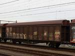 Hbillns gro�r�umiger Schiebewandwagen mit Nummer 21 RIV 80 D-DB 2473 877-3 Bahnhof Amersfoort Centraal, Niederlande 20-02-2024.