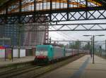 NMBS TRAXX Lok 2834 met Intercity von Amsterdam nach Brussel Den Haag Hollands Spoor 24-08-2011.