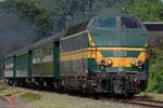 Ex-NMBS, heute SDP 6219 treft am Morgen von 4 Juli 2026 mit einer der w�hrend das Spektakel  Scheldeland in Stoom  st�ndlich verkehrende Pendelz�ge in Puurs ein.