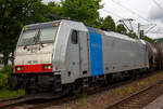 Die RAILPOOL 186 506-2 (91 80 6186 506-2 D-Rpool) fährt am 04 Juni 2025 mit einem Kesselwagenzug durch den Bahnhof Kirchen (Sieg) in Richtung Köln.

Die Bombardier TRAXX F140 MS(2E) wurde 2018 von Bombardier in Kassel unter der Fabriknumm ...