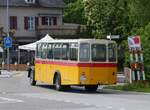 (274'590) - Brander, Btschwil - SG 29'670 U - Saurer/Krapf (ex Vetsch, Oberhelfenschwil) am 3. Mai 2025 beim Bahnhof Rickenbach-Attikon