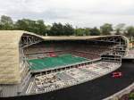 Mannschaftsbus von Bayern Mnchen vor der Allianz Arena im Legoland Gnzburg,7.8.2013.