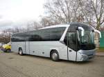 Neoplan- Jetliner Vorfhrbus aus Mnchen am Parkplatz Schleyerhalle Stuttgart  am 05.12.2013