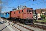 Ex-BLS 315 wird am Nachmittag von 18 Mai 2025 in Konolfingen rangiert am Ende des Bahnspektakels '150 Jahre Emmentalbahn'. 