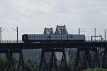 DSB IC3 MF/FF/MFB 50/55/5287 als EC nach Aarhus aufgenommen auf der Rendsburger Hochbrücke am 04.08.2013(Bild 1)