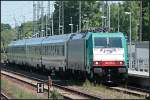 DB Fernverkehr 186 135-0 mit dem EC 46, setzt um und fährt nach 15 Minuten wieder weg (gesehen Berlin Wannsee 03.06.2010)